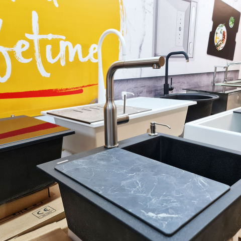 Baterie CookingAid Angelina Steel cu furtun dus extractibil si finisaj inox periat [2]