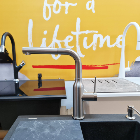 Baterie CookingAid Angelina Steel cu furtun dus extractibil si finisaj inox periat [5]