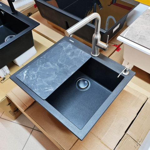 Baterie CookingAid Angelina Steel cu furtun dus extractibil si finisaj inox periat [3]