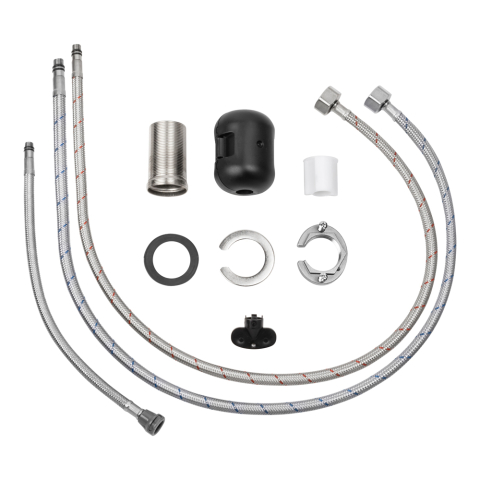 Baterie CookingAid Ferrara Steel cu furtun dus extractibil si buton schimbare dus/jet, culoare inox periat [8]