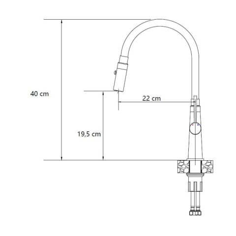 Baterie CookingAid Gina Steel/Black cu corp baterie flexibil/ajustabil + buton jet/dus, baza inox periat si corp siliconic [5]