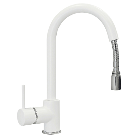 Baterie CookingAid Indiana cu furtun dus retractabil / cap extractibil si finisaj granit Alb / Polar White [1]