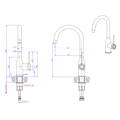 Baterie CookingAid Ingrid Steel rotativa 360° finisaj inox periat [10]