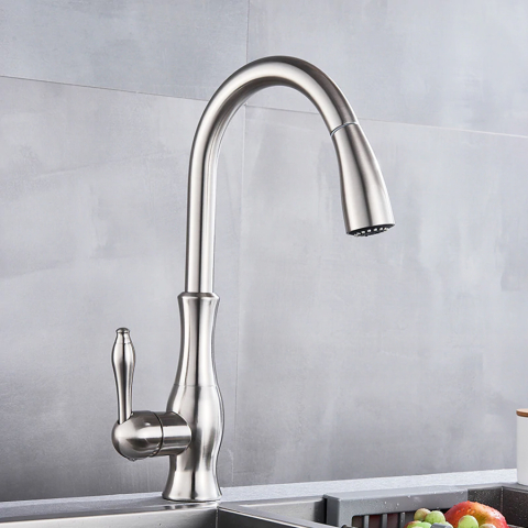 Baterie CookingAid ISLAND TAP cu finisaj periat, furtun dus retractabil / extractibil si buton schimbare de pe dus pe jet [4]