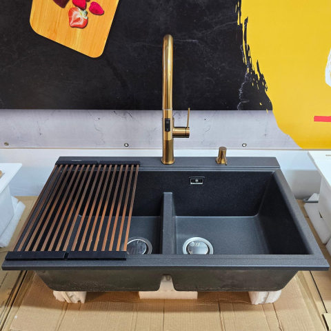 Baterie CookingAid Jennifer Copper cu furtun dus extractibil + buton jet/dus si finisaj inox periat [16]