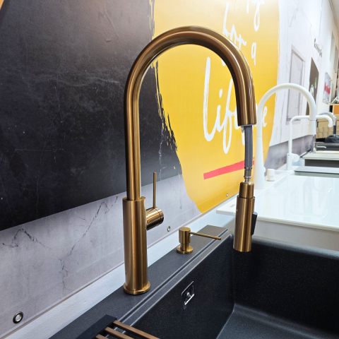 Baterie CookingAid Jennifer Copper cu furtun dus extractibil + buton jet/dus si finisaj inox periat [5]