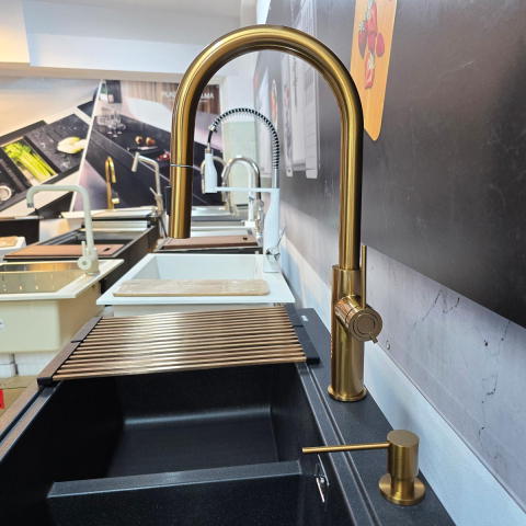 Baterie CookingAid Jennifer Copper cu furtun dus extractibil + buton jet/dus si finisaj inox periat [14]