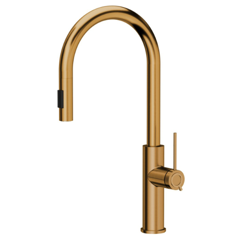 Inox - Baterie CookingAid Jennifer Copper cu furtun dus extractibil + buton jet/dus si finisaj inox periat