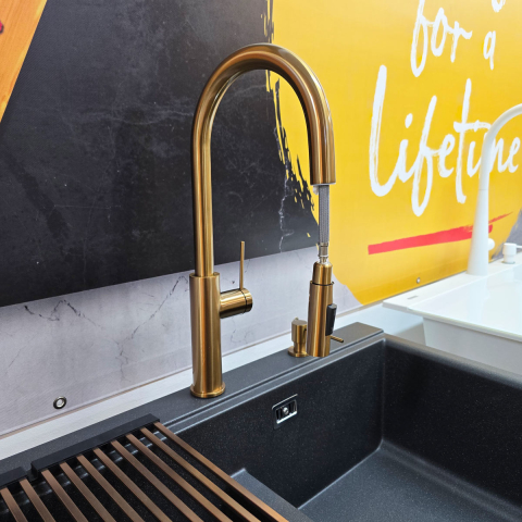 Baterie CookingAid Jennifer Copper cu furtun dus extractibil + buton jet/dus si finisaj inox periat [6]