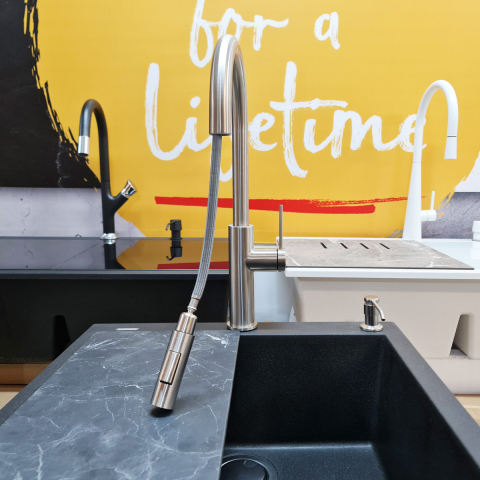 Baterie CookingAid Jennifer Steel cu furtun dus extractibil + buton jet/dus si finisaj inox periat [10]