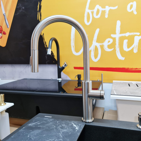 Baterie CookingAid Jennifer Steel cu furtun dus extractibil + buton jet/dus si finisaj inox periat [6]