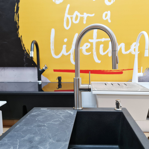 Baterie CookingAid Jennifer Steel cu furtun dus extractibil + buton jet/dus si finisaj inox periat [5]