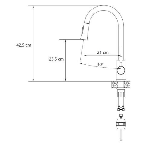 Baterie CookingAid Julia Steel cu furtun dus extractibil + buton jet/dus si finisaj inox periat [2]