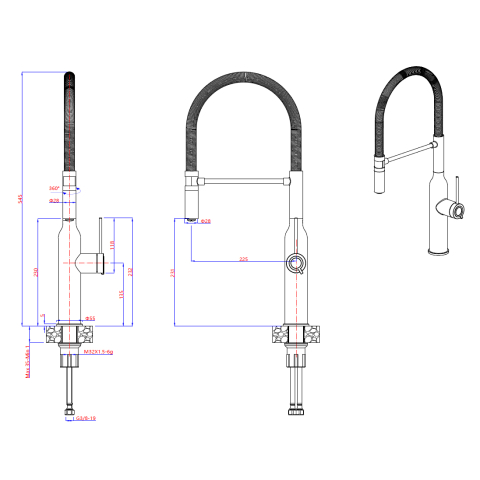 Baterie CookingAid Marilyn Steel cu furtun dus detasabil / flexibil si finisaj inox periat [13]