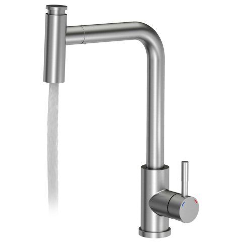 Baterie CookingAid Meryl Steel cu furtun dus extractibil + buton jet/dus si finisaj inox periat [2]