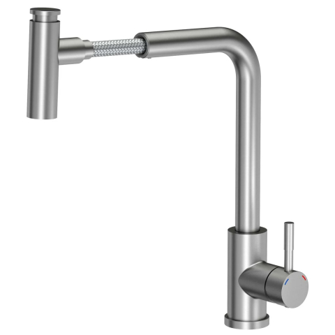 Baterie CookingAid Meryl Steel cu furtun dus extractibil + buton jet/dus si finisaj inox periat [1]