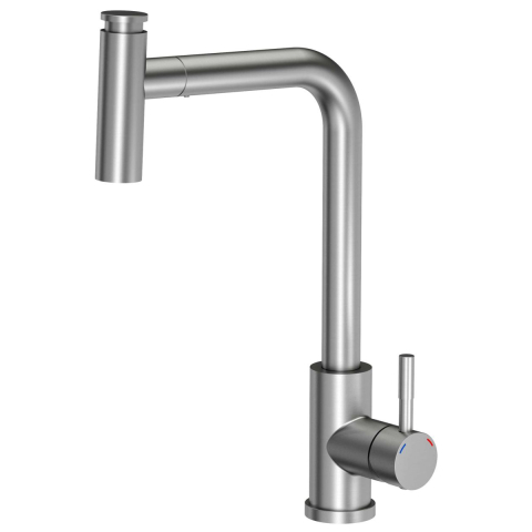 Inox - Baterie CookingAid Meryl Steel cu furtun dus extractibil + buton jet/dus si finisaj inox periat