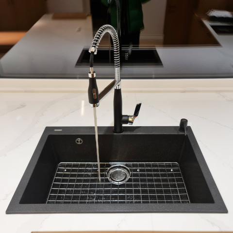 Baterie CookingAid NEO Spring Black Chrome cu cap flexibil detasabil + buton interschimbabil jet/dus si finisaj Cromat/Negru [11]