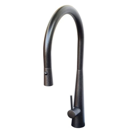 Compozit - Baterie CookingAid NEWMIX 90 Black Metal Quartz cu finisaj NEGRU Metalic antiamprenta si furtun dus retractabil / extractibil + buton jet/dus