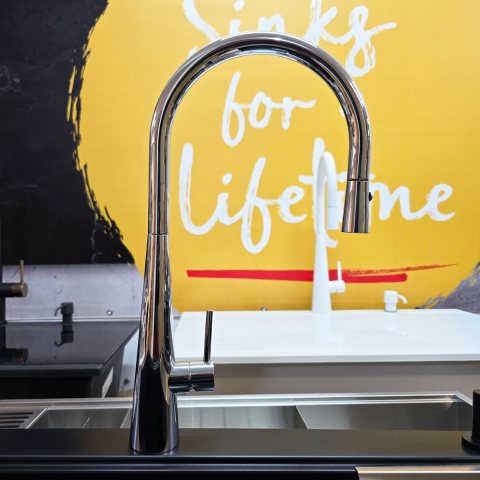 Baterie CookingAid NEWMIX 90 CHROME cu finisaj cromat si furtun dus retractabil / extractibil + buton jet/dus [9]