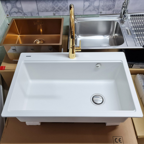 Baterie CookingAid NEWMIX 90 GOLD cu finisaj auriu si furtun dus retractabil / extractibil + buton jet/dus [8]