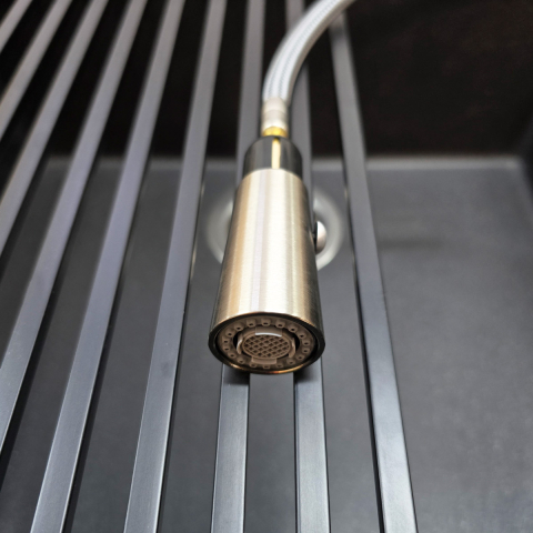 Baterie CookingAid NEWMIX 90 STEEL cu finisaj periat si furtun dus retractabil / extractibil + buton jet/dus [7]