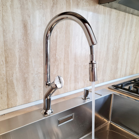 Baterie CookingAid PARMIX CHROME cu furtun dus retractabil / extractibil si finisaj Cromat [12]