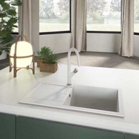 Baterie CookingAid PARMIX WHITE cu furtun dus retractabil / extractibil si finisaj Alb mat [5]