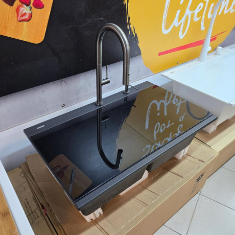 Baterie CookingAid Quadron Felicity Gun Metal cu furtun dus extractibil + buton jet/dus si finisaj Negru mat [14]