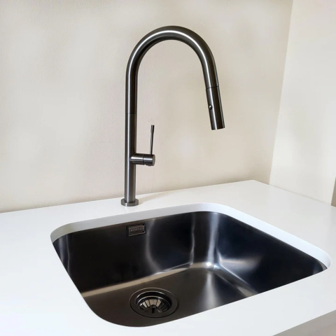 Baterie CookingAid Quadron Felicity Gun Metal cu furtun dus extractibil + buton jet/dus si finisaj Negru mat [1]