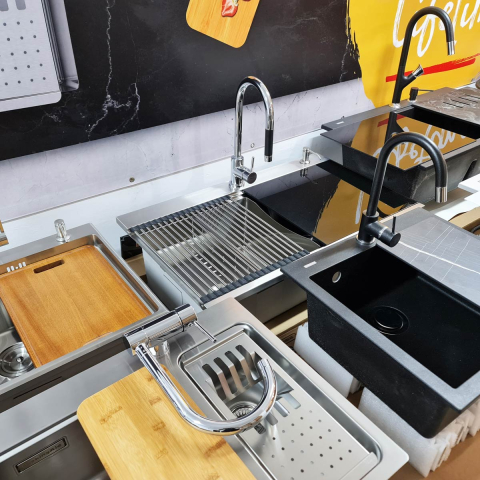 Baterie CookingAid RODI LINE MN 1011 cu furtun dus retractabil / extractibil si finisaj Cromat [9]