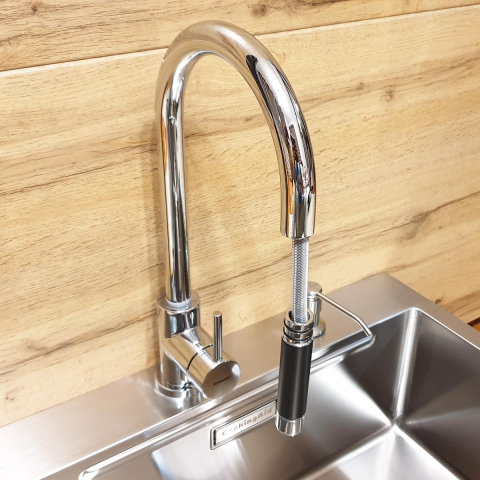 Baterie CookingAid RODI LINE MN 1011 cu furtun dus retractabil / extractibil si finisaj Cromat [6]