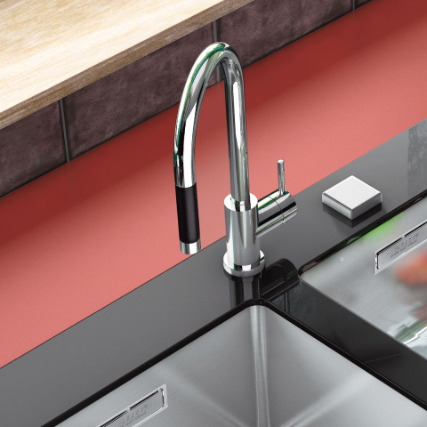 Baterie CookingAid RODI LINE MN 1011 cu furtun dus retractabil / extractibil si finisaj Cromat [3]