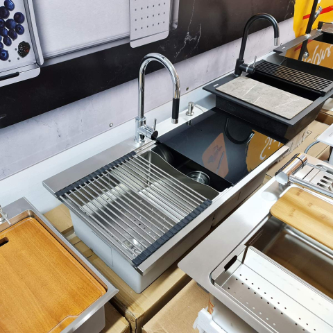 Baterie CookingAid RODI LINE MN 1011 cu furtun dus retractabil / extractibil si finisaj Cromat [11]