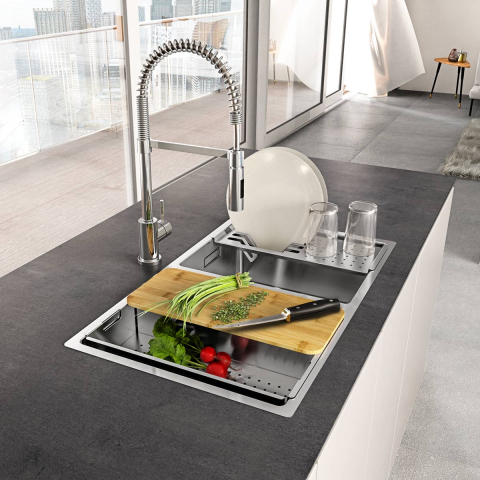 Baterii - Baterie CookingAid RODI LINE MN 1021 cu cap flexibil detasabil + buton interschimbabil jet/dus si finisaj Cromat