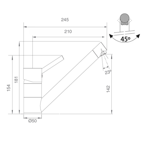 Baterie CookingAid RODI LINE MN 811 cromata cu perlator anticalcar si cap baterie rotativ la 360° [4]