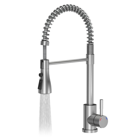 Inox - Baterie CookingAid Salma Steel cu furtun dus detasabil / flexibil + buton jet/dus si finisaj inox periat