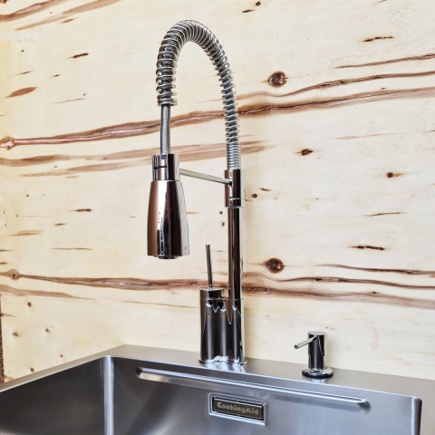 Baterie CookingAid SPRING CHROME 40 cu cap flexibil detasabil + buton interschimbabil jet/dus si finisaj Cromat [9]