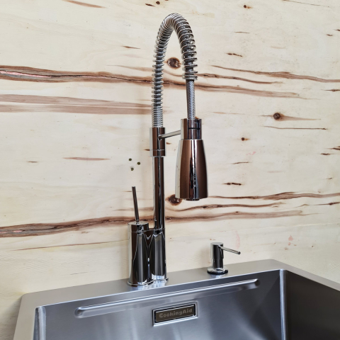 Baterie CookingAid SPRING CHROME 40 cu cap flexibil detasabil + buton interschimbabil jet/dus si finisaj Cromat [8]