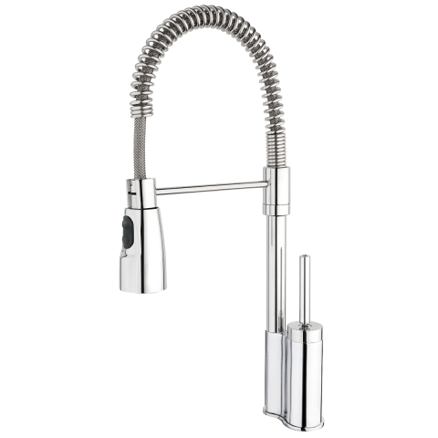 Inox - Baterie CookingAid SPRING CHROME 40 cu cap flexibil detasabil + buton interschimbabil jet/dus si finisaj Cromat
