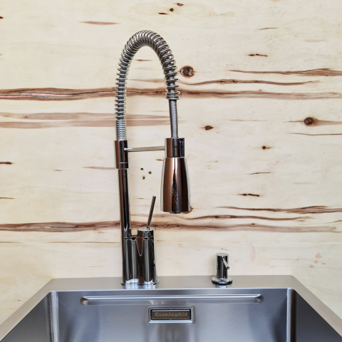 Baterie CookingAid SPRING CHROME 40 cu cap flexibil detasabil + buton interschimbabil jet/dus si finisaj Cromat [6]