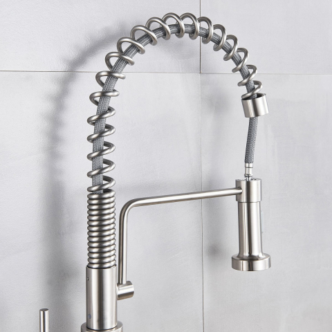 Baterie CookingAid TOUCH ON SPRING ROUND CU SENZOR ATINGERE inox periat si furtun dus retractabil / extractibil + buton interschimbabil jet/dus [1]