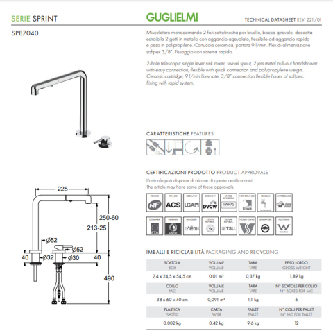 Baterie Guglielmi SP87040 Chrome Pull Out pivotanta si extractibila telescopica / corp retractabil Active Window / pliabila sub fereastra [9]