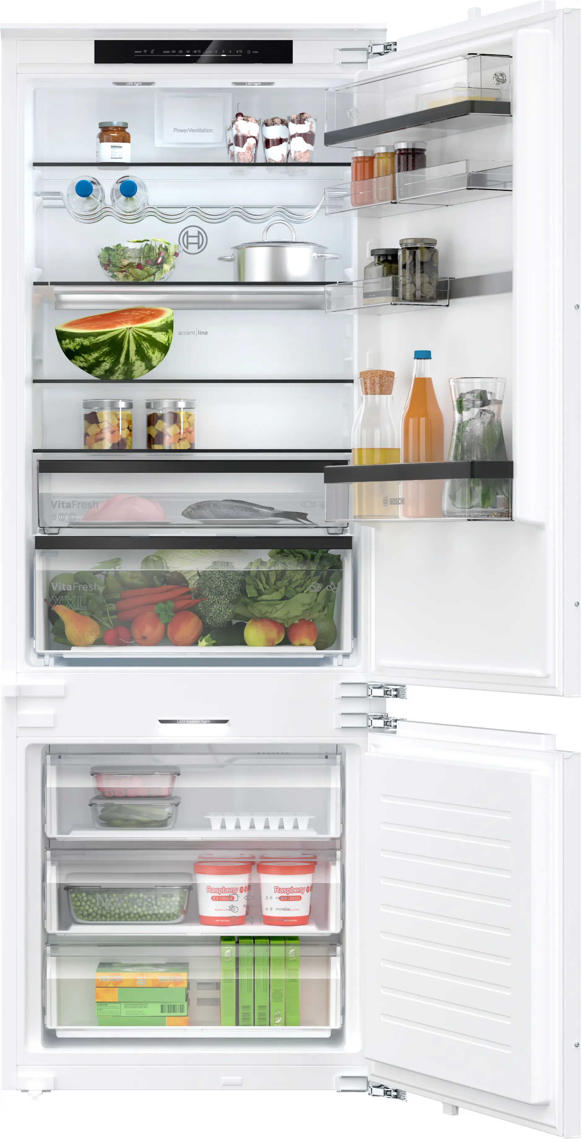 Incorporabil - Bosch KBN96SDD0 - combină frigorifică încorporabilă, Seria 6, No Frost, Flex Shelf, 382 litri