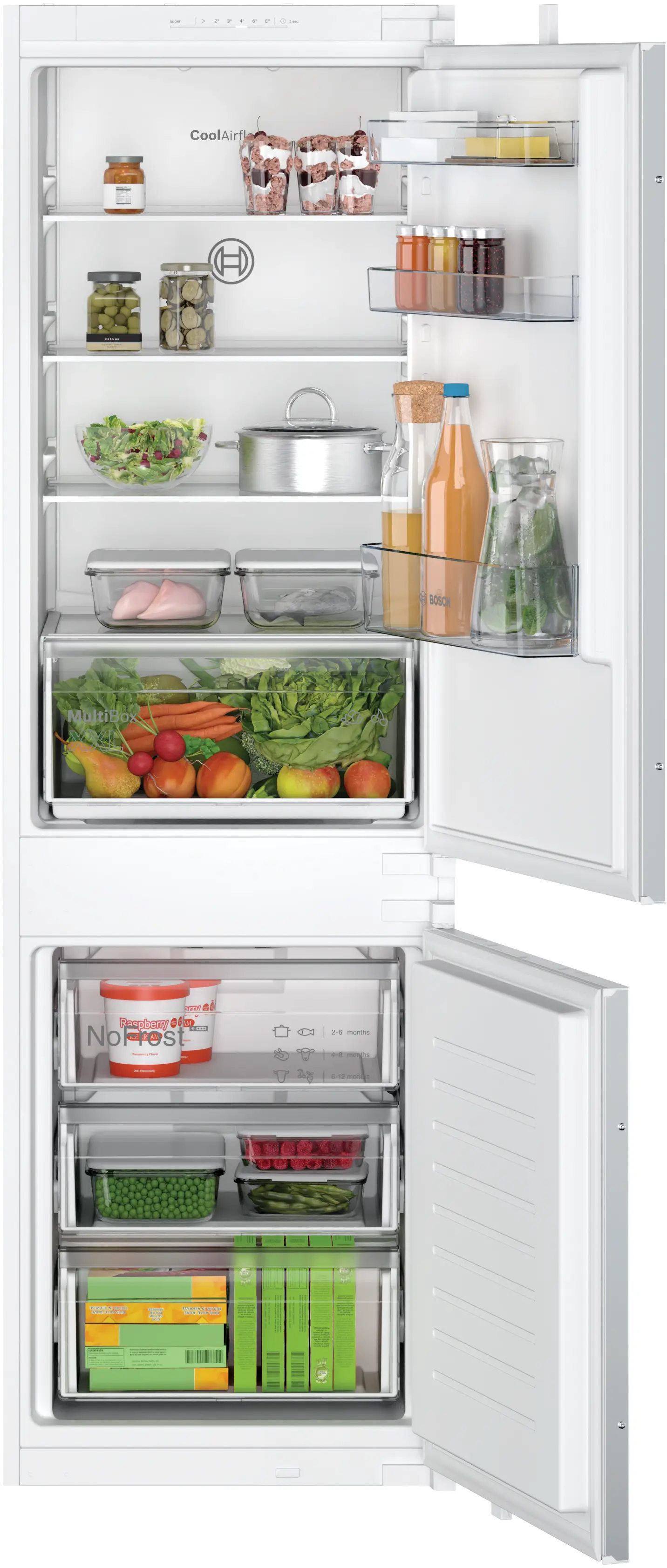 Incorporabil - Bosch KIN86NSE0 - combină frigorifică încorporabilă, Seria 2, 177,2 cm, 184+76 litri, balama culisantă, clasa E
