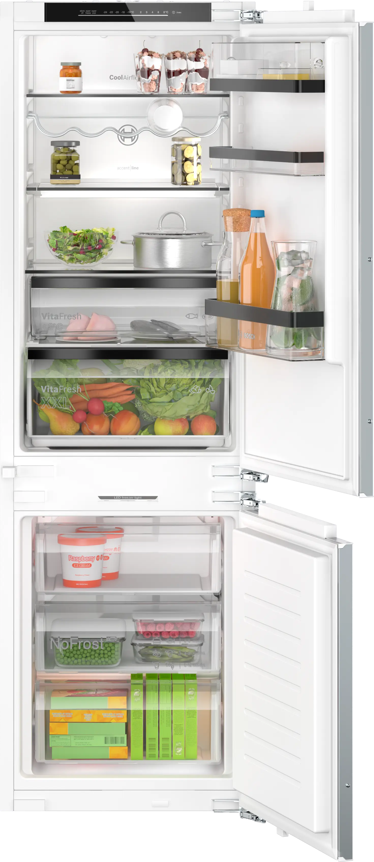 Incorporabil - Bosch KIN86SDD0 - combină frigorifică încorporabilă, Seria 6, 177,2 cm, 184+76 litri, Flex Shelf, clasa D