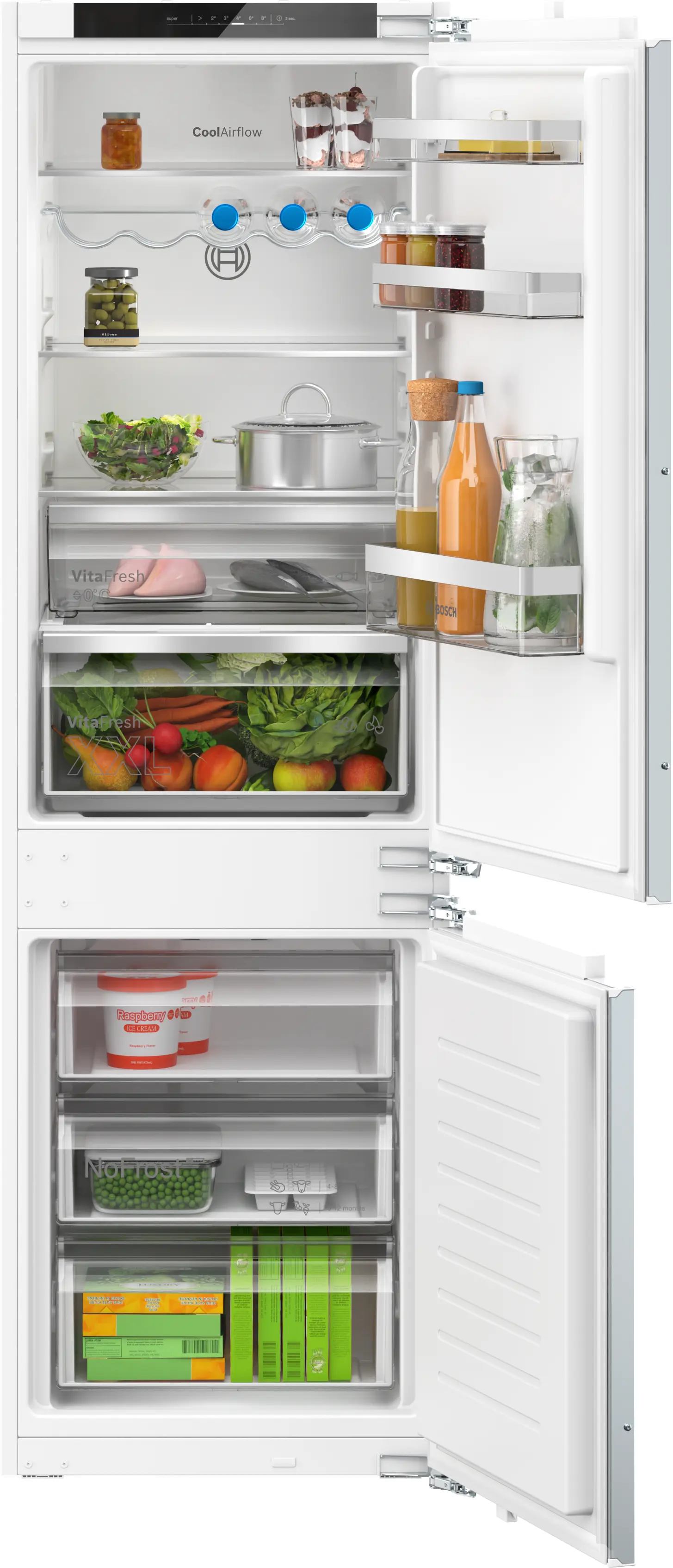 Incorporabil - Bosch KIN86VFE0 - combină frigorifică încorporabilă, Seria 4, 177,2 cm, 184+76 litri, balama plată, clasa E