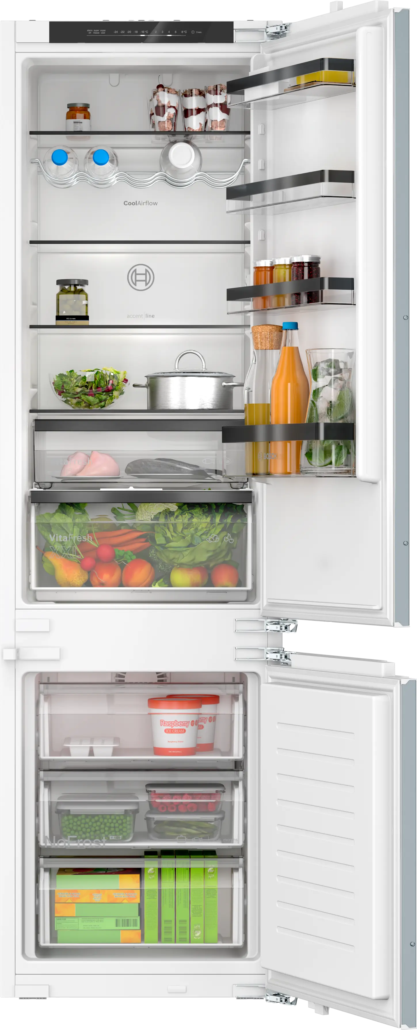Incorporabil - Bosch KIN96SFD0 - combină frigorifică încorporabilă, Seria 4, 193,5 cm, 215+75 litri, balama plată, clasa D