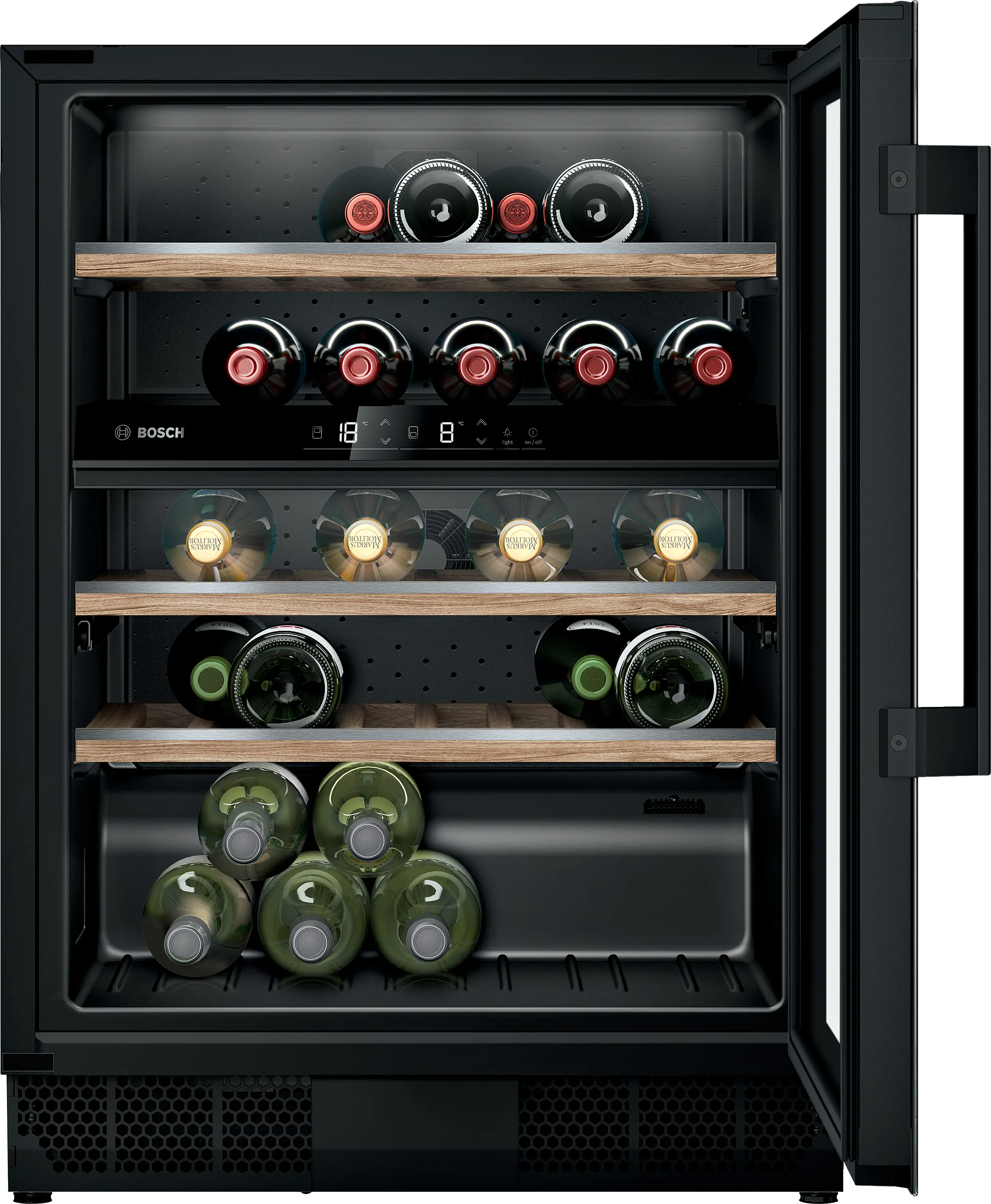 Incorporabil - Bosch KUW21AHG0 - vitrină de vin încorporabilă, 44 sticle, 2 zone de temperatură