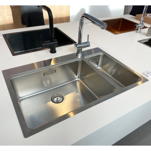 Chiuveta bucatarie cu 2 cuve inox CookingAid UNA 72 cu Bonus: tocator Versus din ABS reversibil in scurgator vase + accesorii montaj [8]